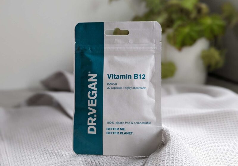 A bag of vegan vitamin B12 supplement by DR VEGAN