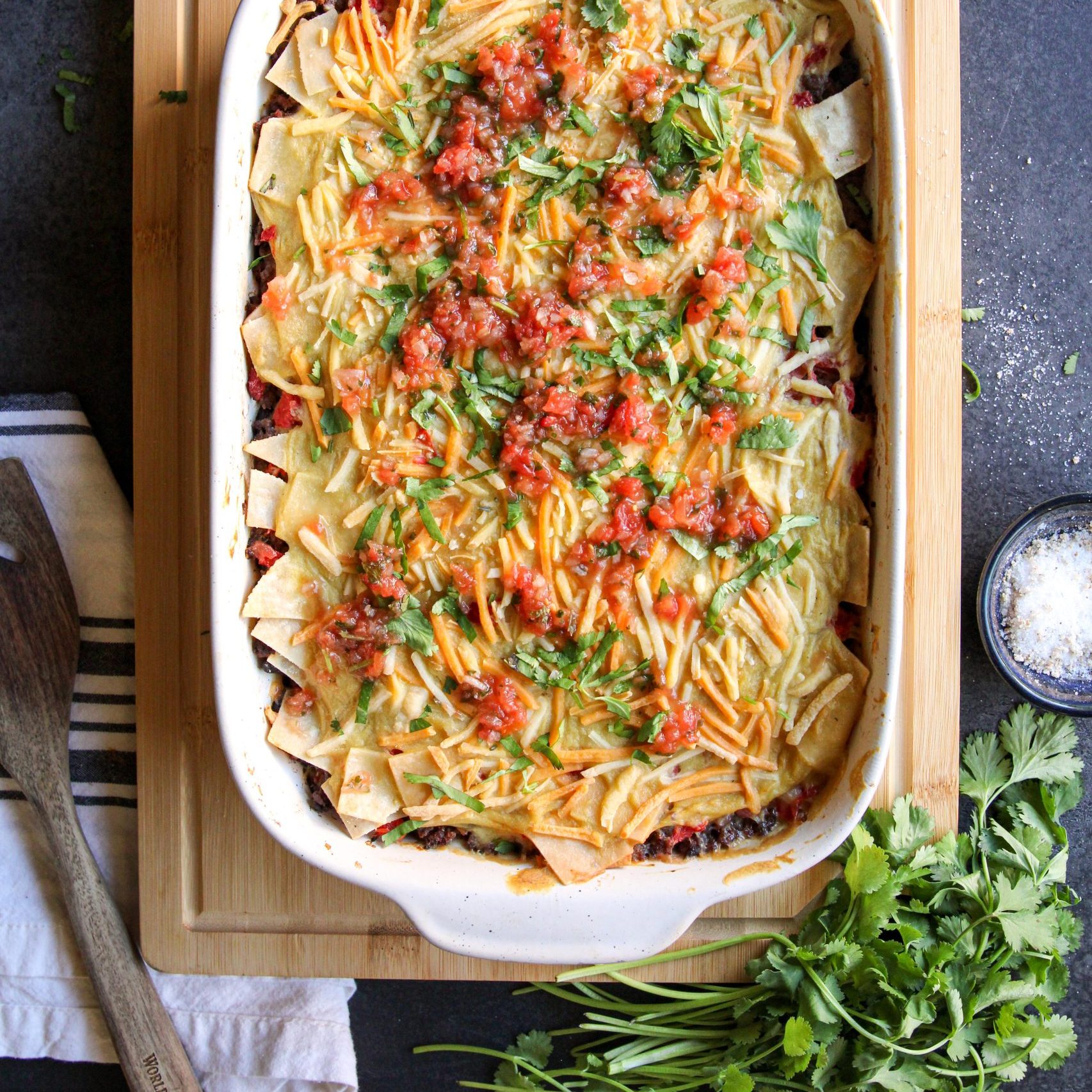 Mexican-inspired Lasagna - Gluten-free, dairy-free, with paleo option. Make as a casserole in the oven or in a skillet on the stove!