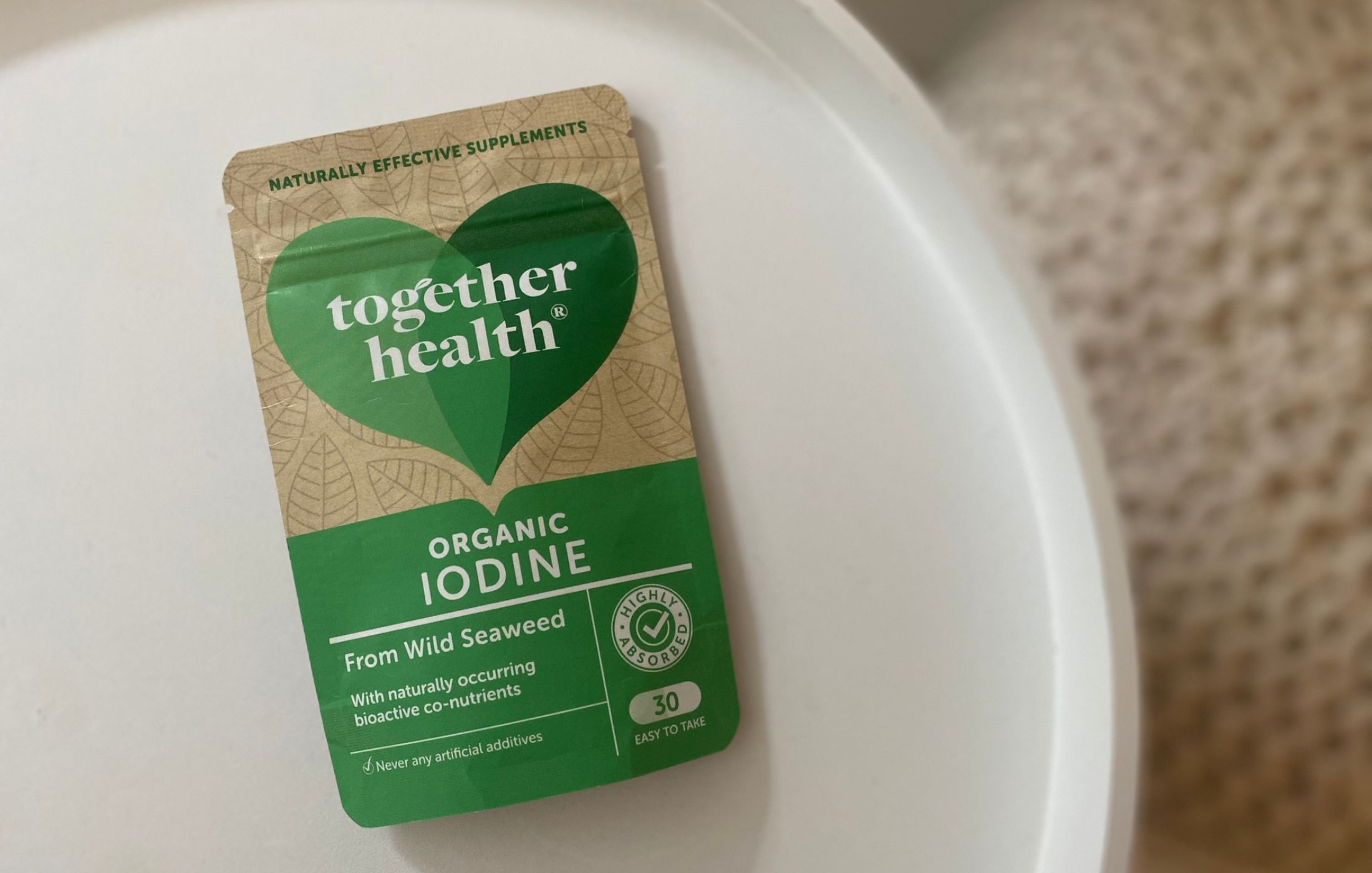 A pouch of vegan organic iodine supplements from Together Health