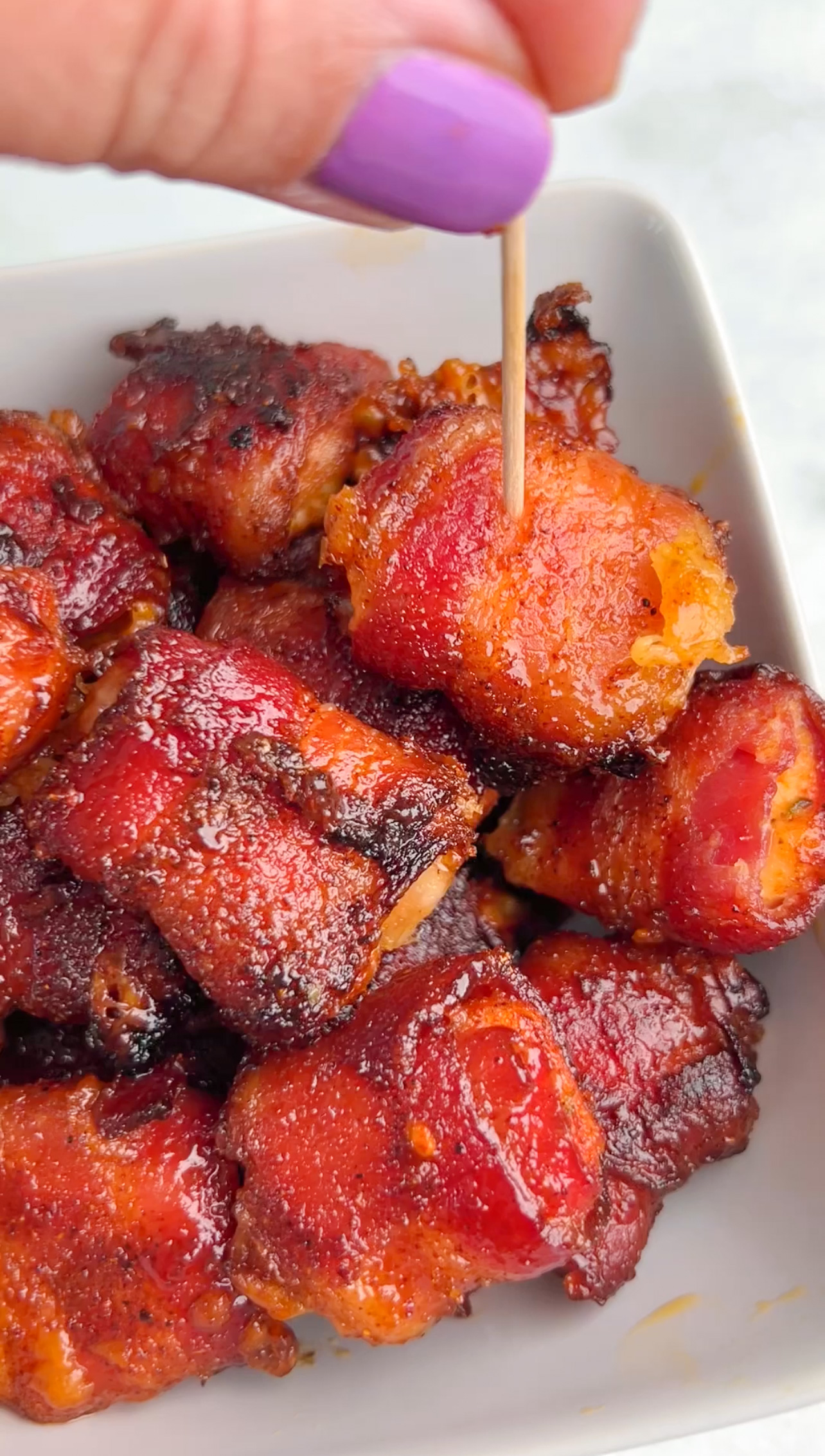 Bacon wrapped chicken bites